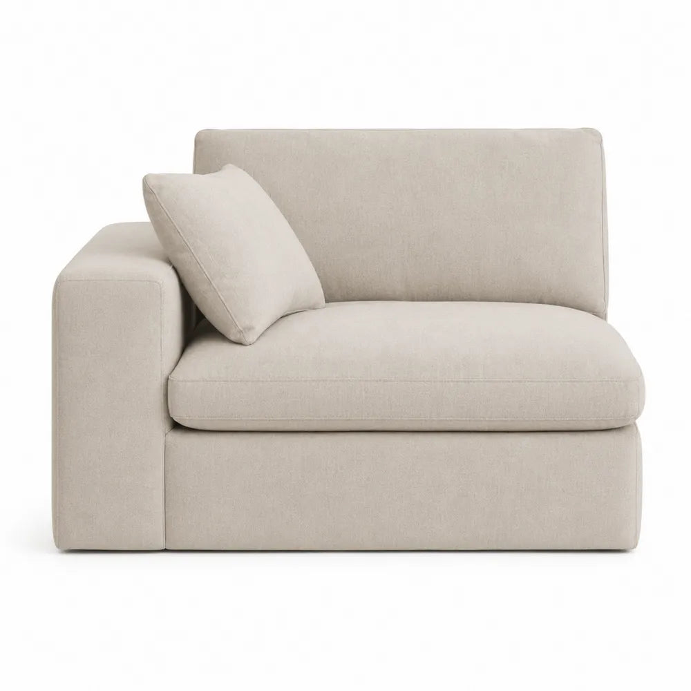 Sofá seccional izquierdo de algodón beige 140x85x90 cm