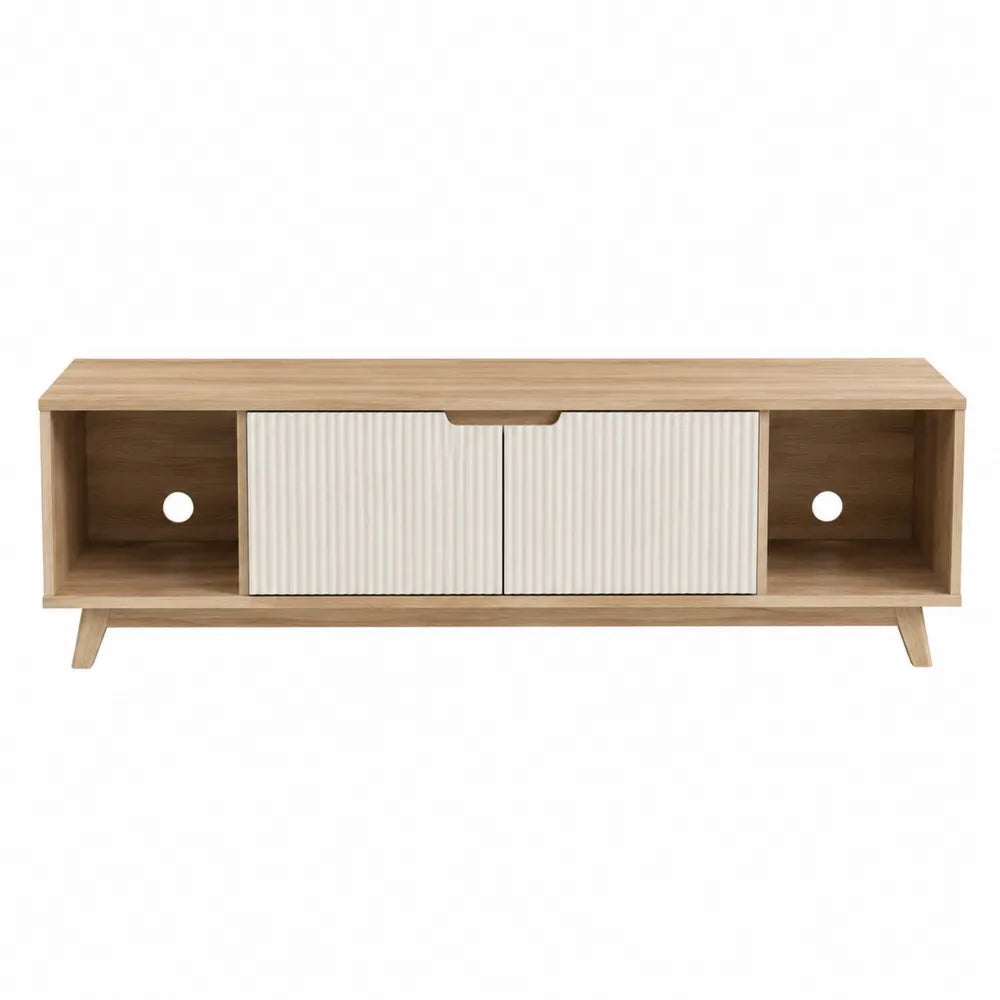 Mueble TV de madera con puertas de panel MDF 140x40x50 cm