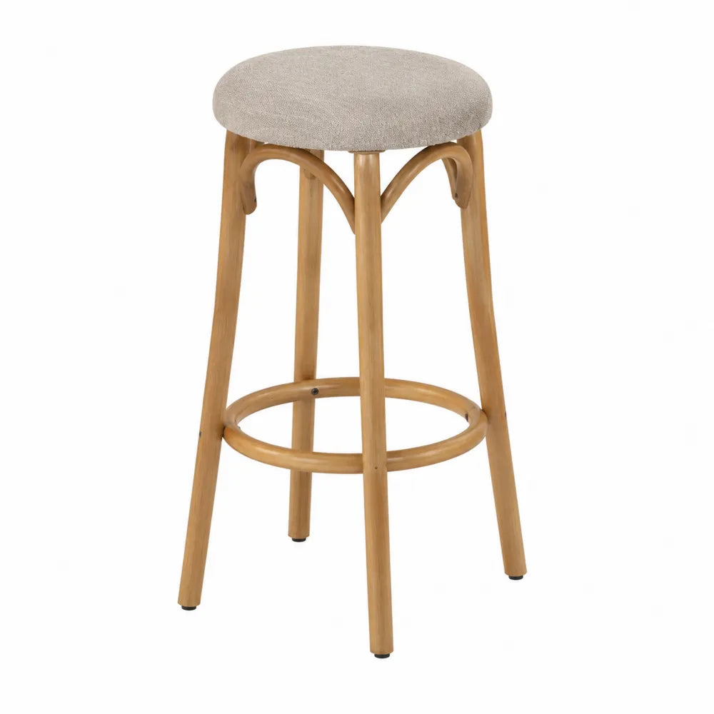 Taburete de Madera de Haya con Asiento de Poliéster Beige 75 cm