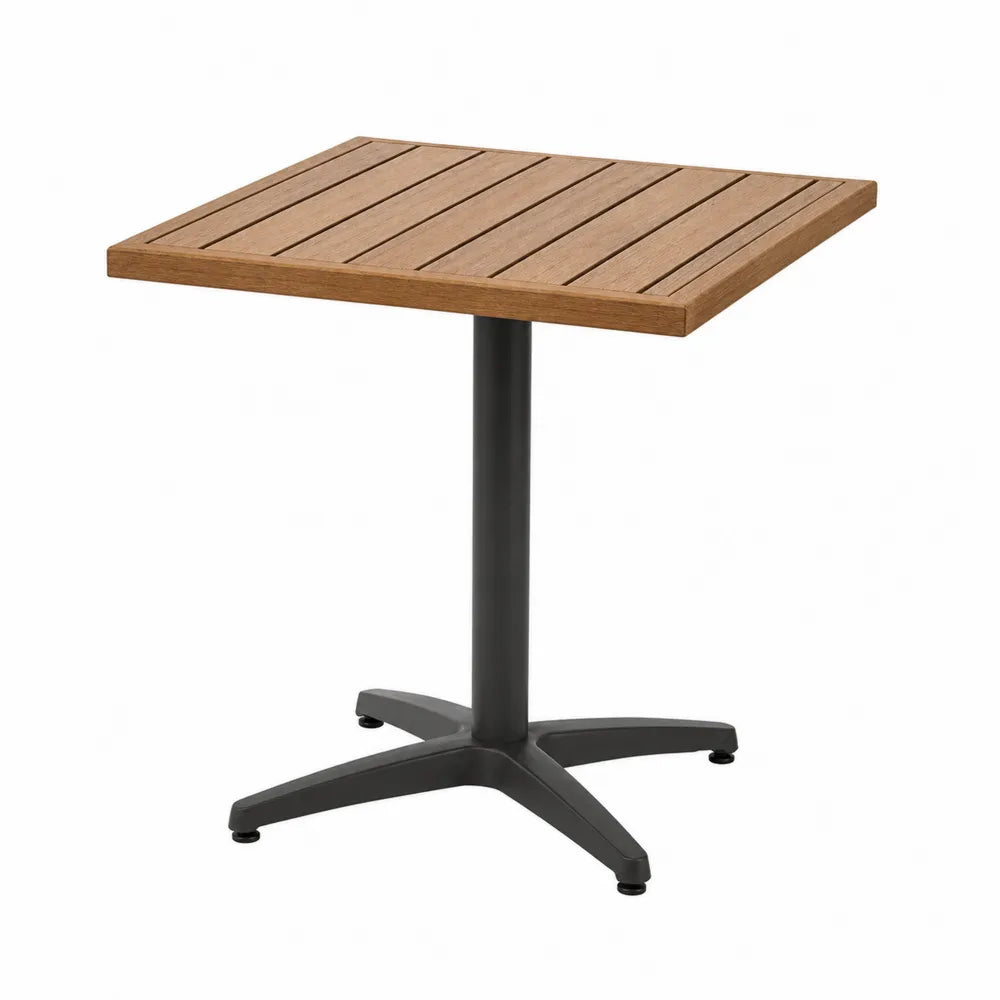 Mesa cuadrada de madera y metal para exterior 70x70x75 cm