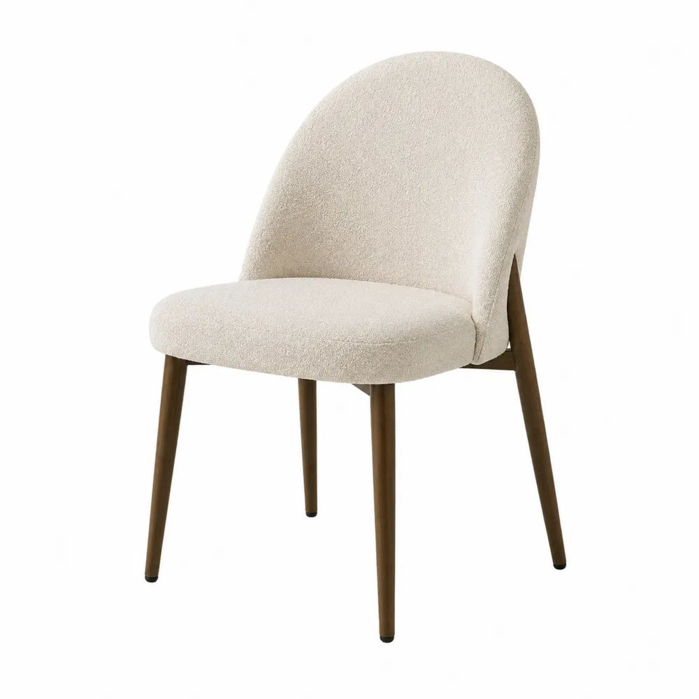 Silla de Comedor de Poliéster Beige con Patas de Madera de Haya