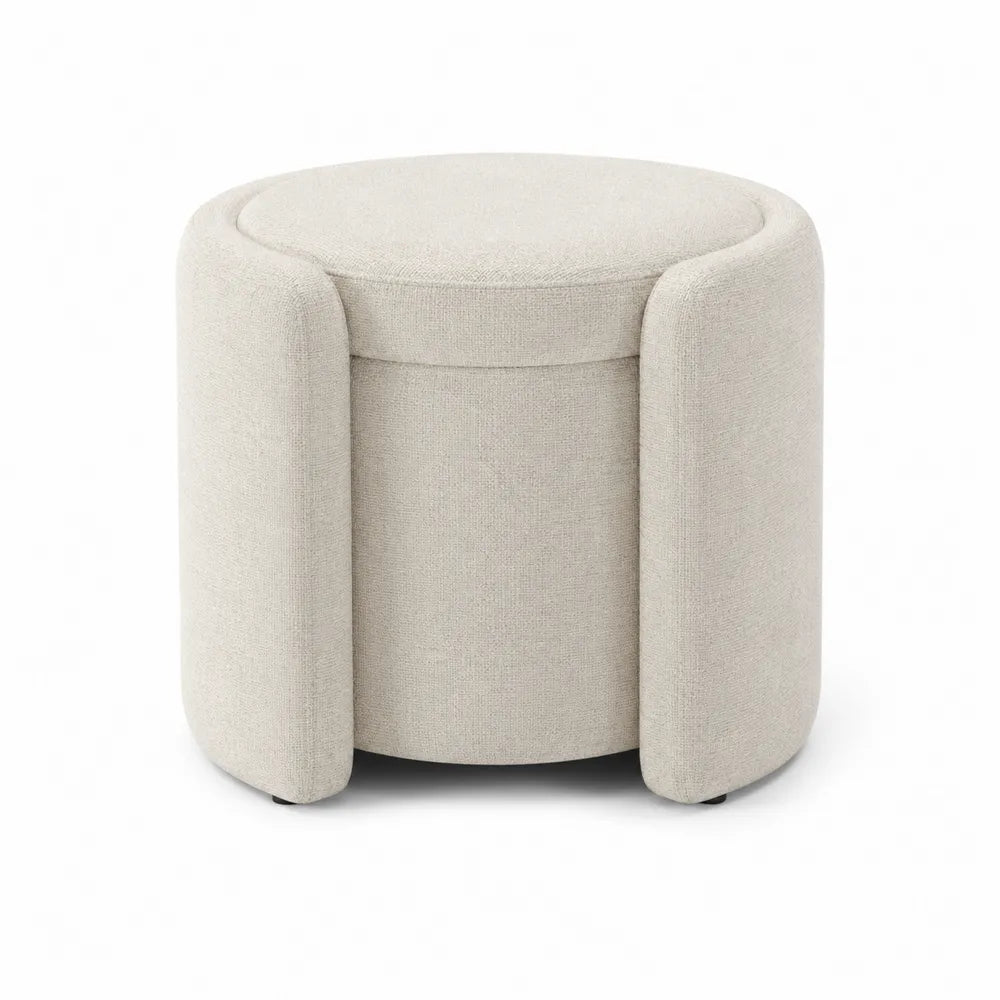Taburete redondo de poliéster beige