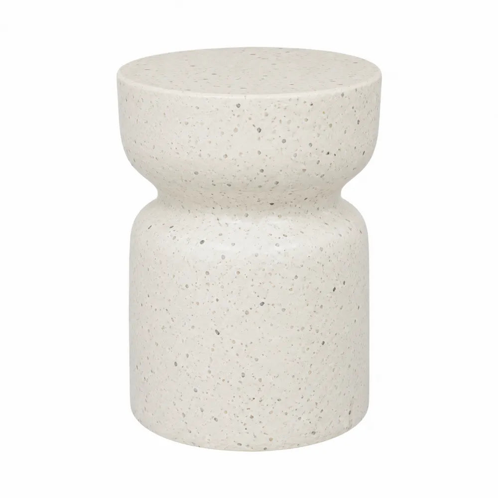 Taburete redondo de resina compuesta beige 40x30 cm