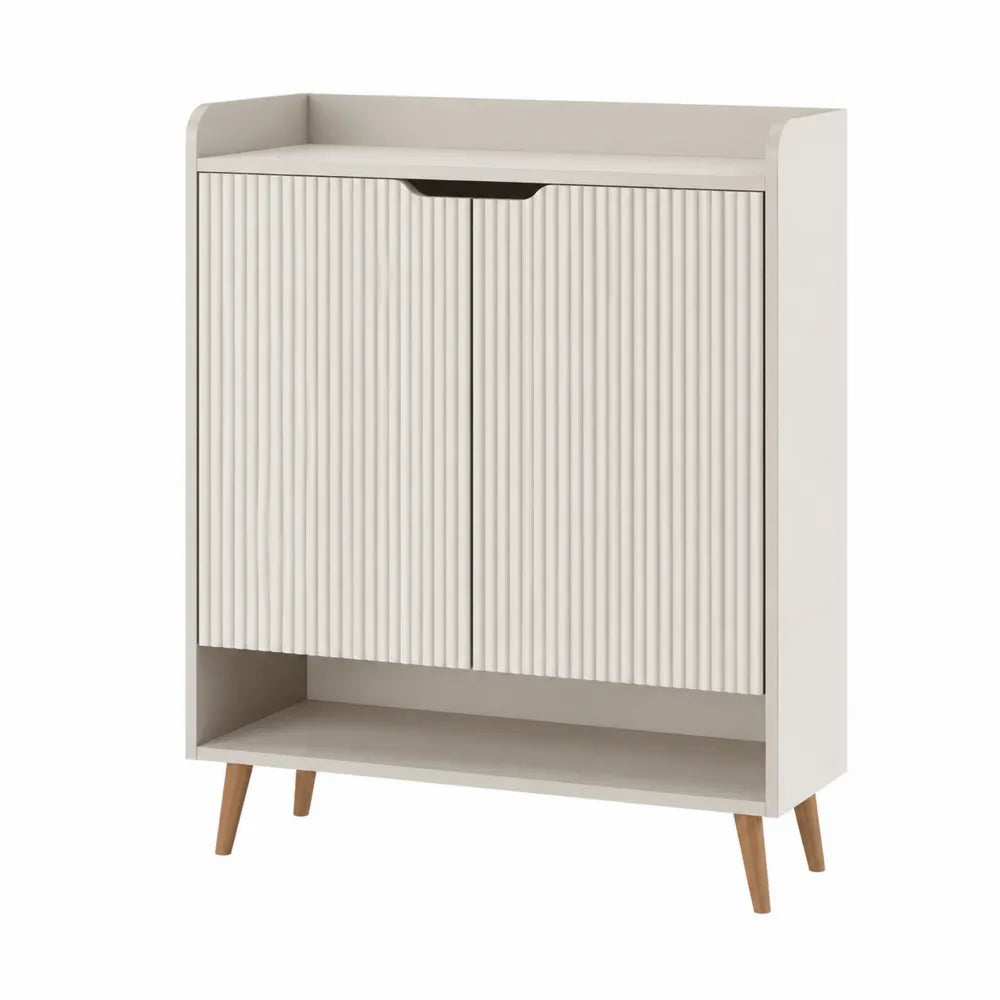 Armario de MDF con Puertas y Patas de Madera