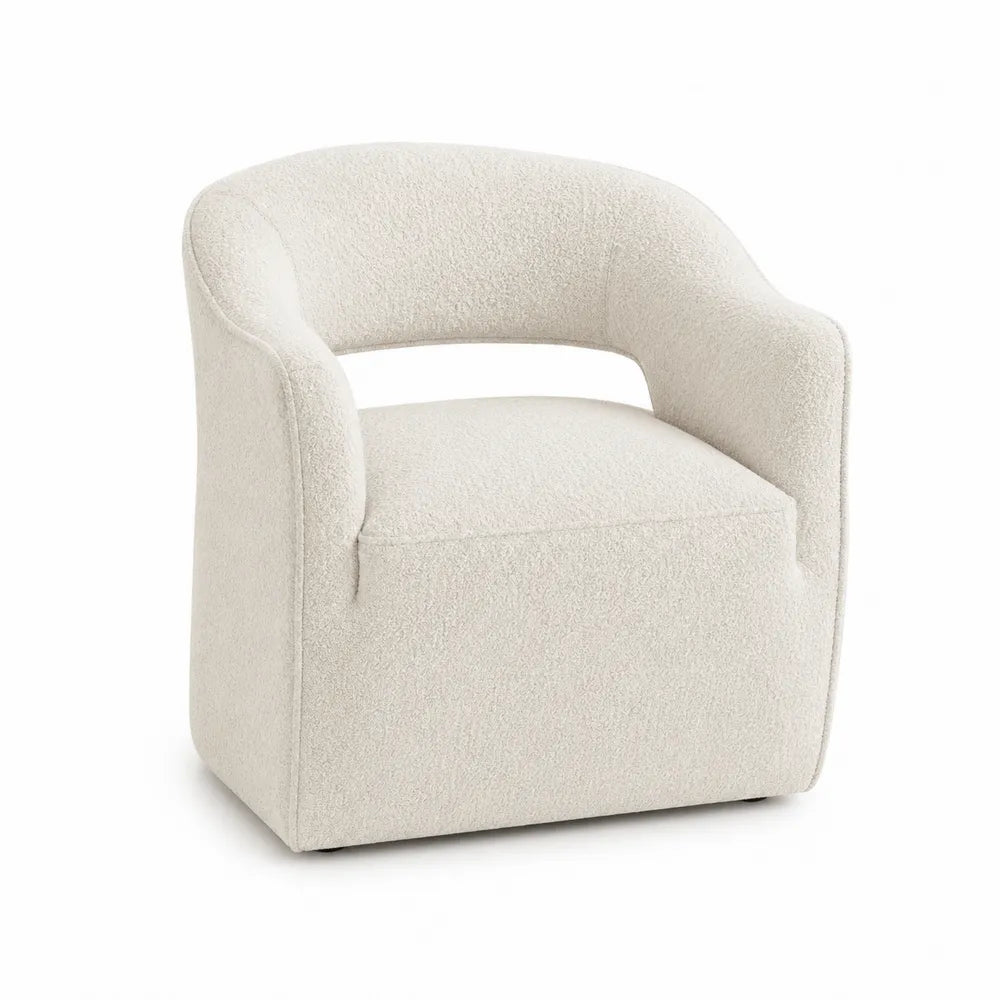 Silla de salón de tela bouclé blanca 70x75x75 cm