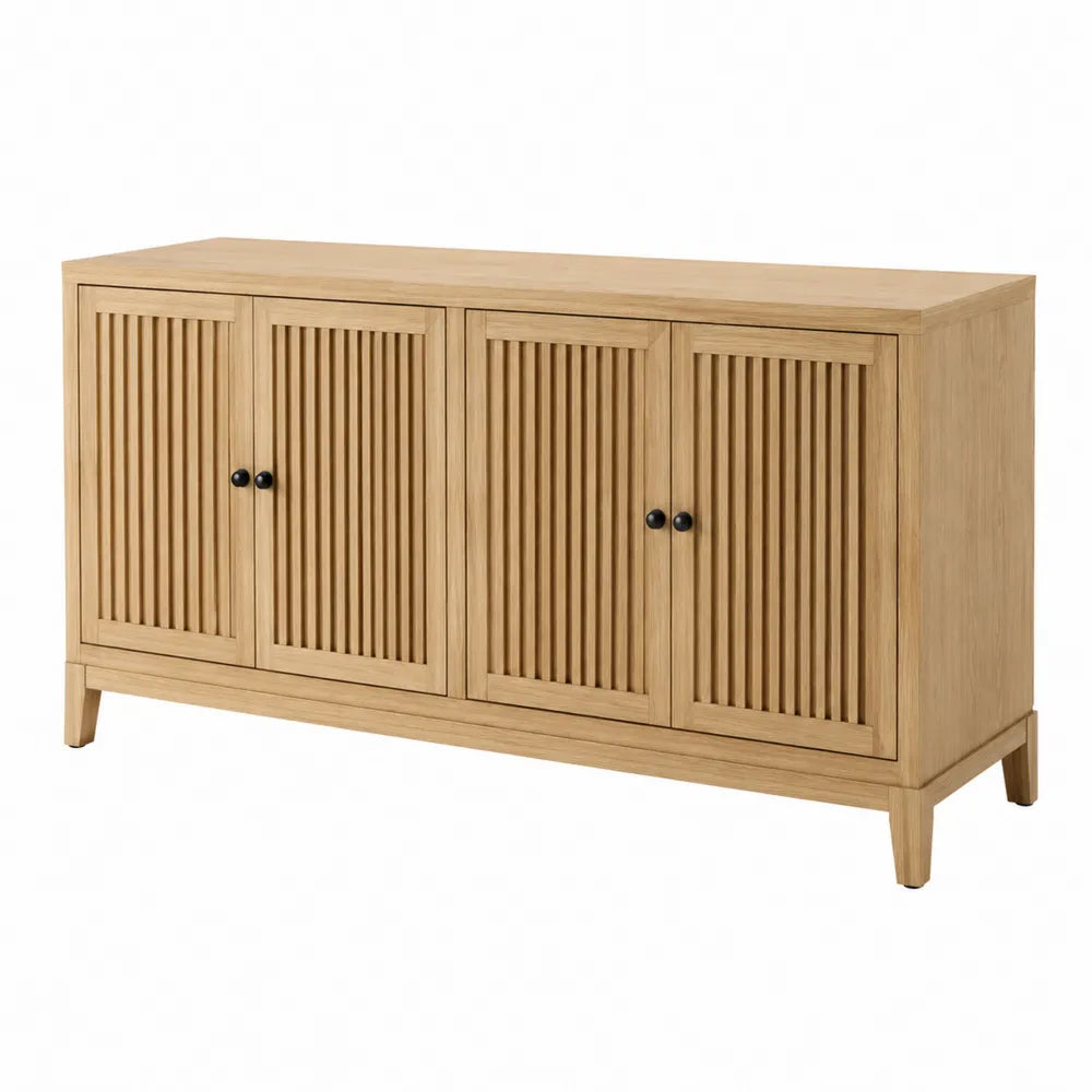 Aparador de madera de roble con 4 puertas y lamas