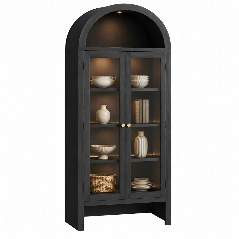 Vitrina de Madera con Puertas de Vidrio Templado Negro 180x90x40 cm