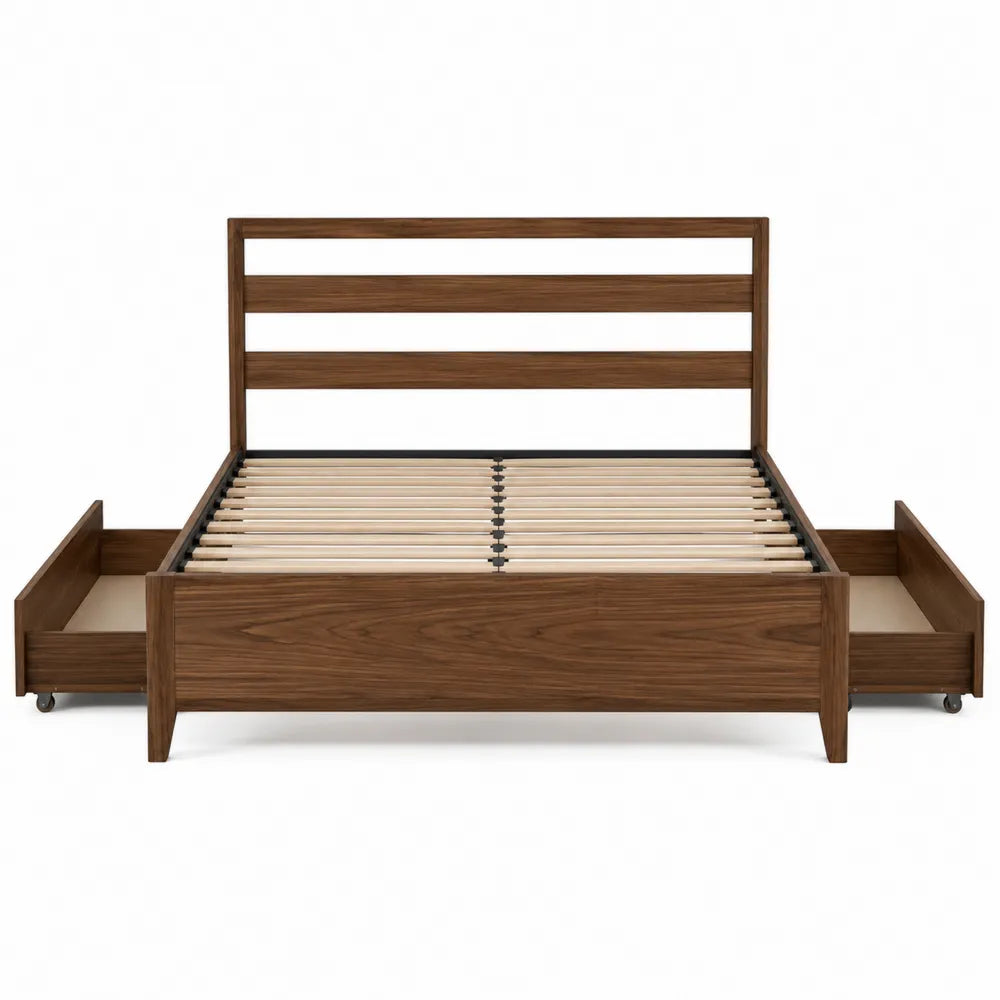 Cama de madera de nogal con almacenamiento y cajones 200x160 cm