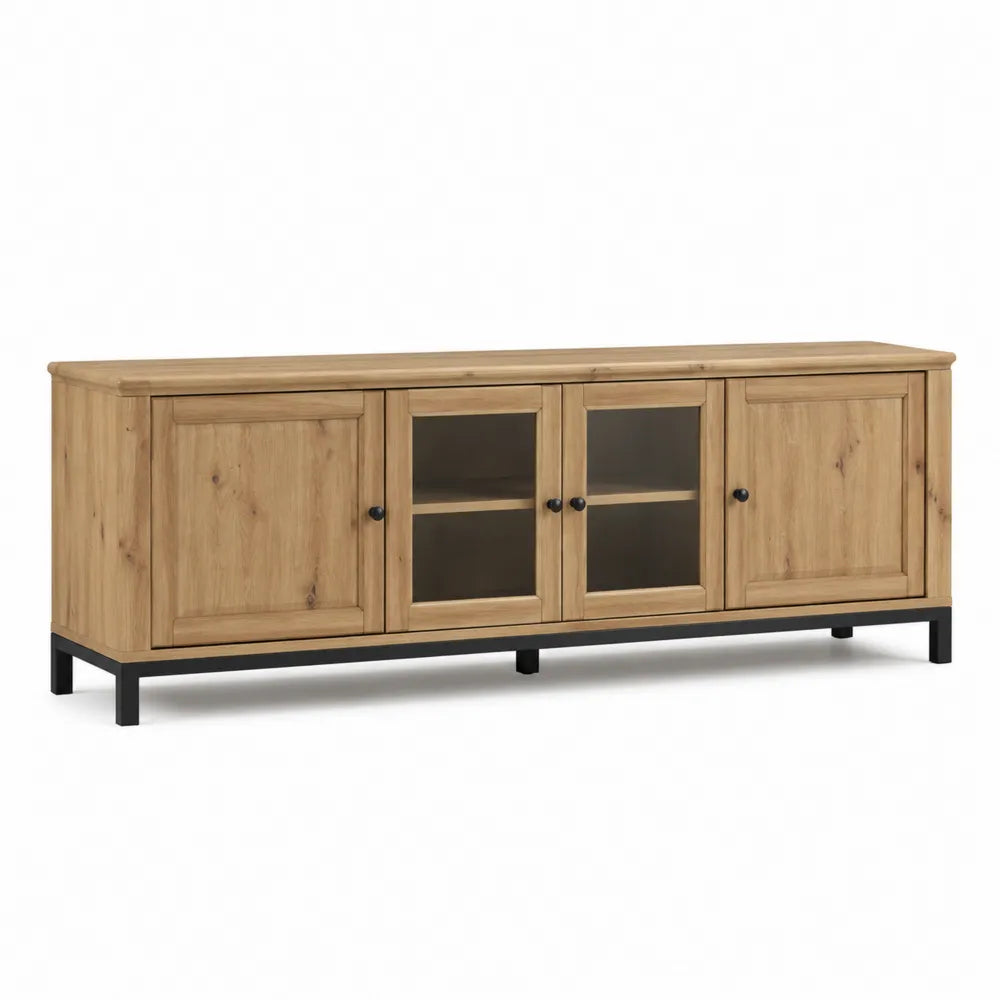 Mueble de TV de Madera y Vidrio Templado 160x40x60 cm