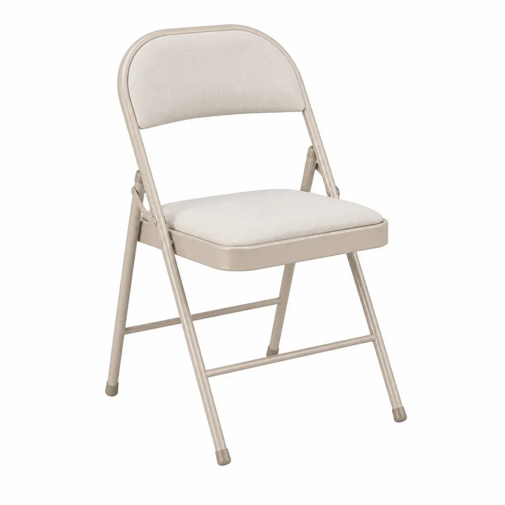 Silla plegable metálica beige con cojín de poliéster