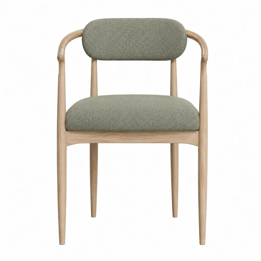 Silla de comedor de madera con tapizado verde