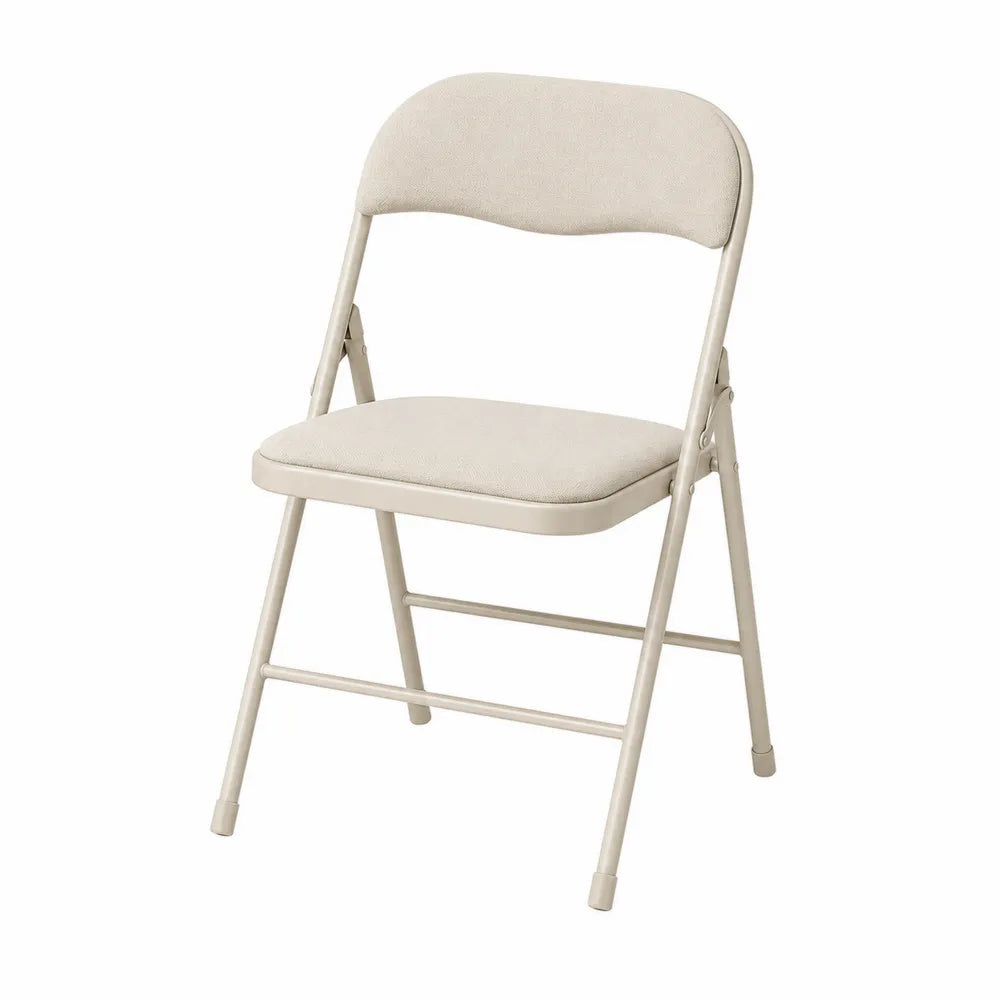 Silla plegable de acero con asiento de poliéster beige