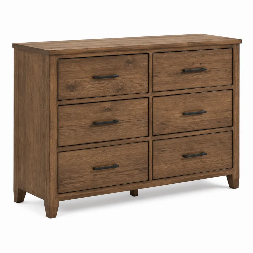 Cajonera de madera maciza de 6 cajones marrón