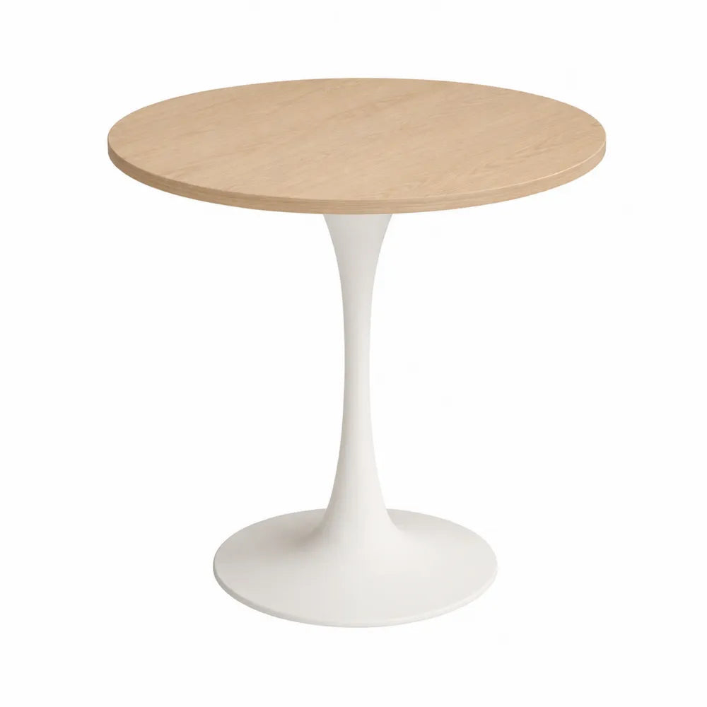 Mesa redonda de madera y metal, diámetro 80 cm