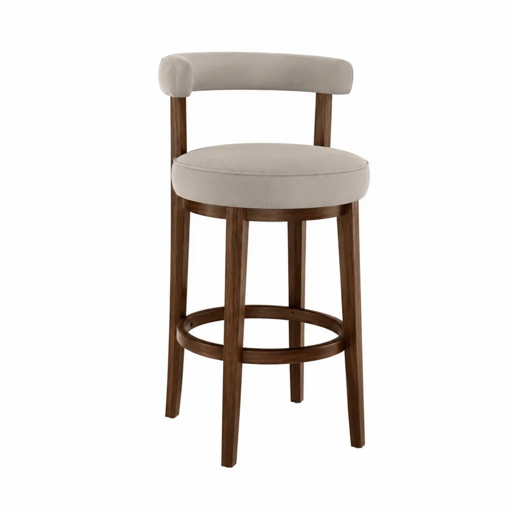 Taburete de madera y poliéster beige 75 cm