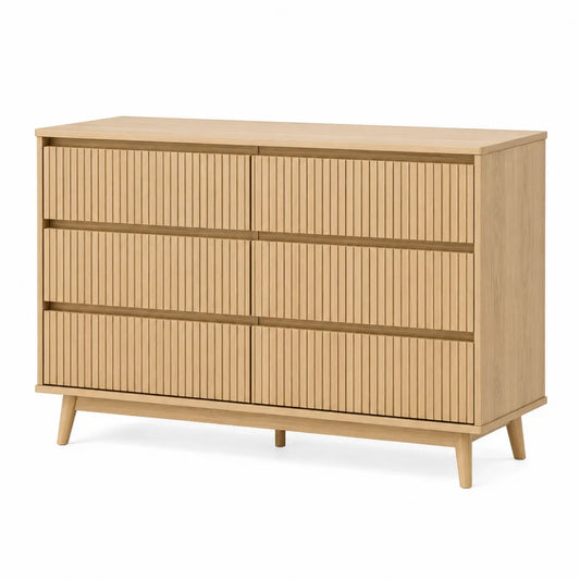 Cómoda de madera de roble con 6 cajones 120x40x80 cm