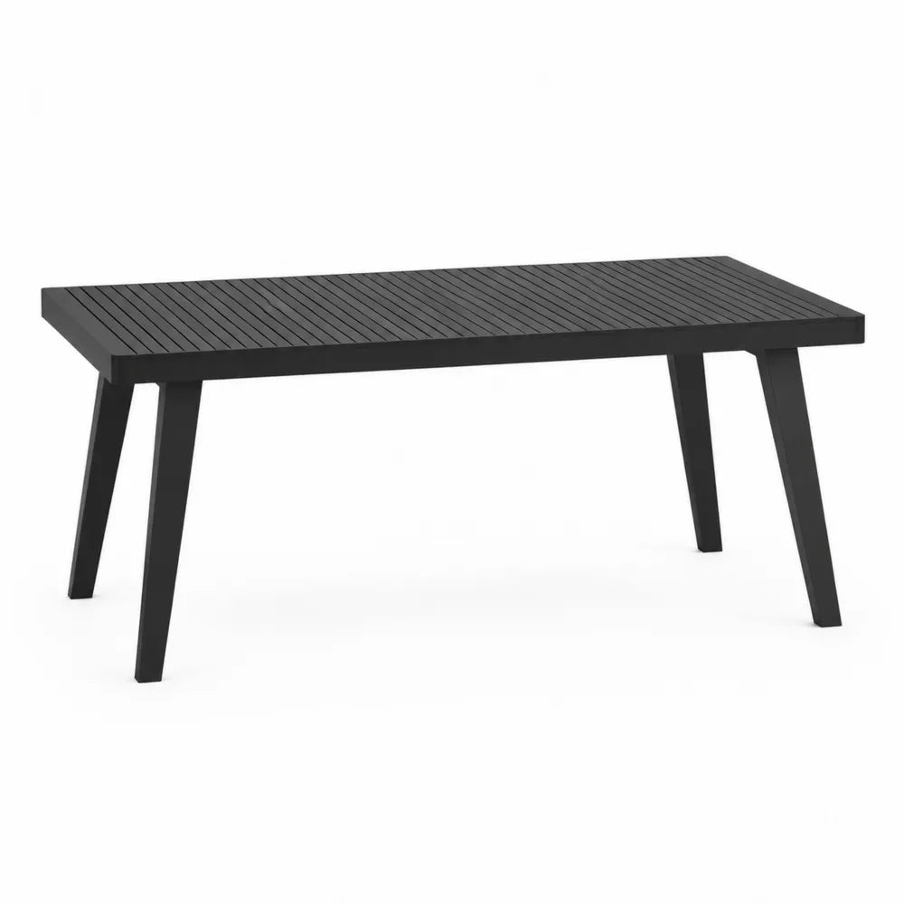 Mesa de comedor de metal para exterior negra 150x90x75 cm