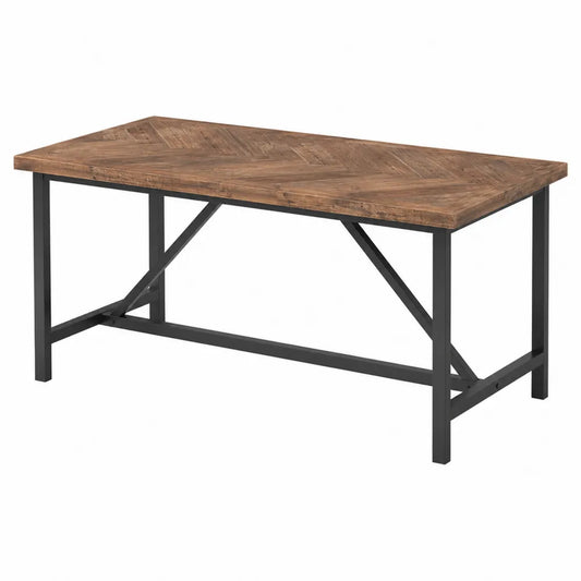 Mesa de comedor rectangular de roble y acero 200x100x75 cm