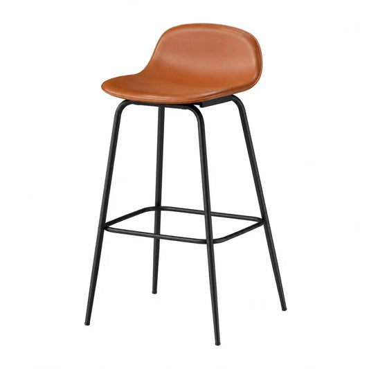 Taburete de cuero sintético y metal negro 75 cm