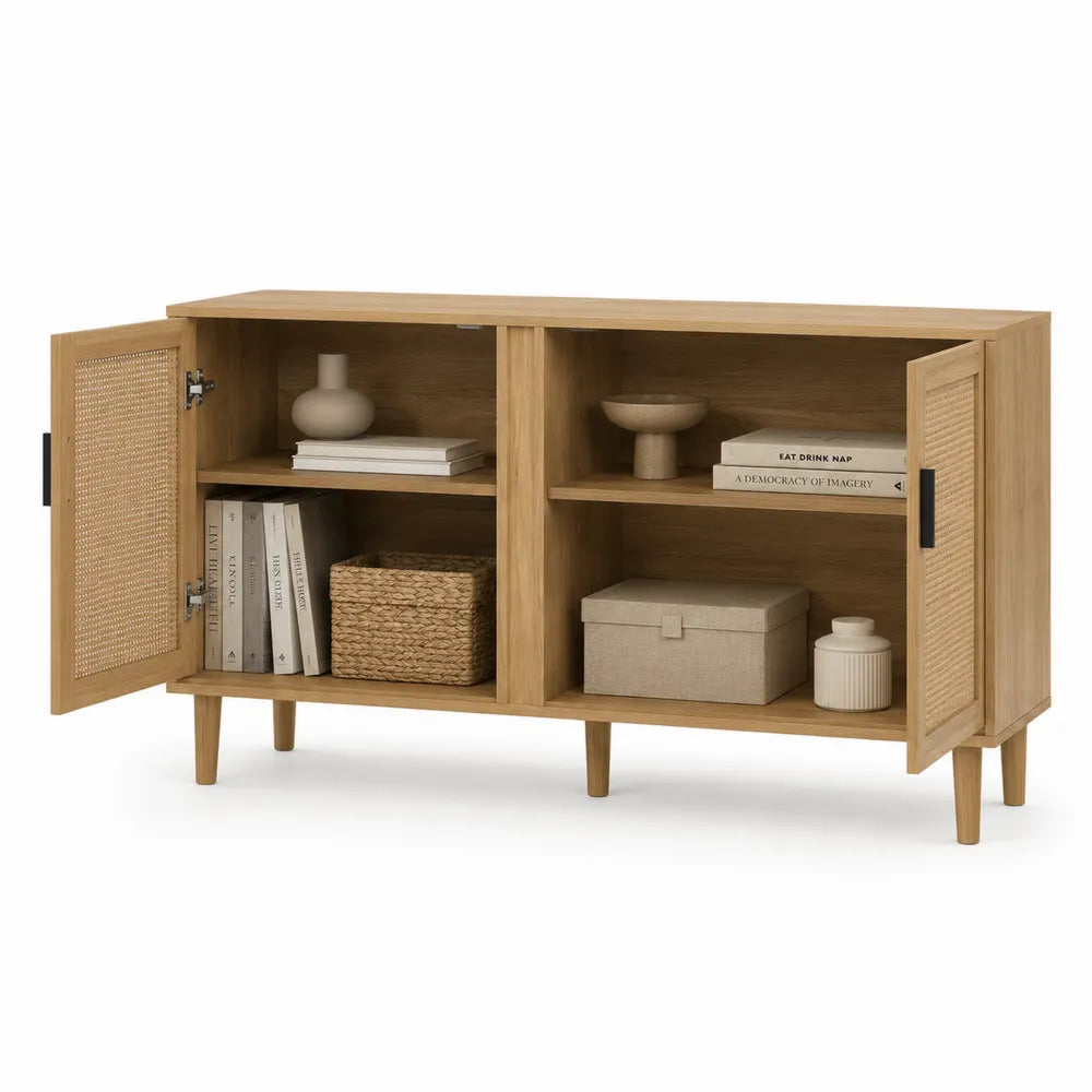 Aparador de madera con puertas de rejilla 120x40x75 cm