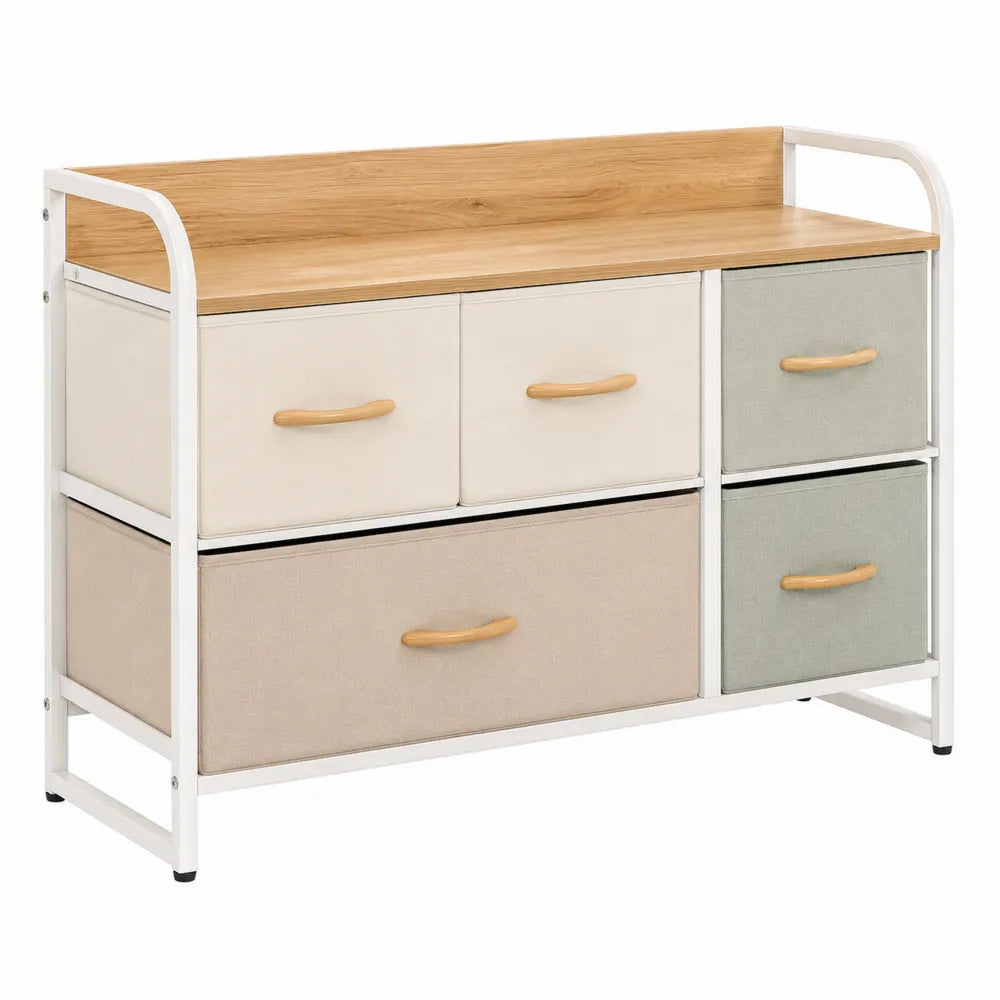 Cajonera de Lino con Estructura de Acero y MDF, 5 Cajones
