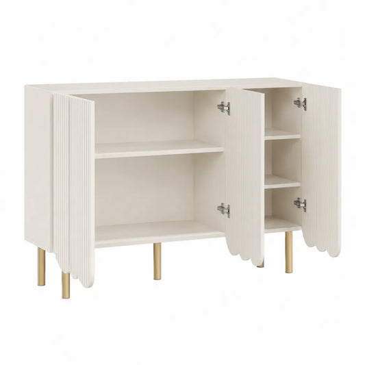 Armario blanco de madera MDF y patas de metal 100x30x85 cm