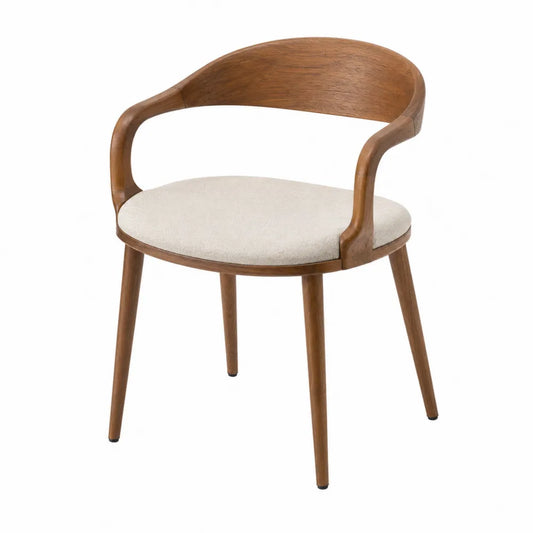 Silla de madera con tapizado de poliéster