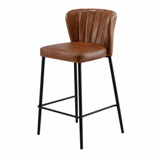 Taburete de bar con respaldo de cuero sintético y estructura de metal 75 cm