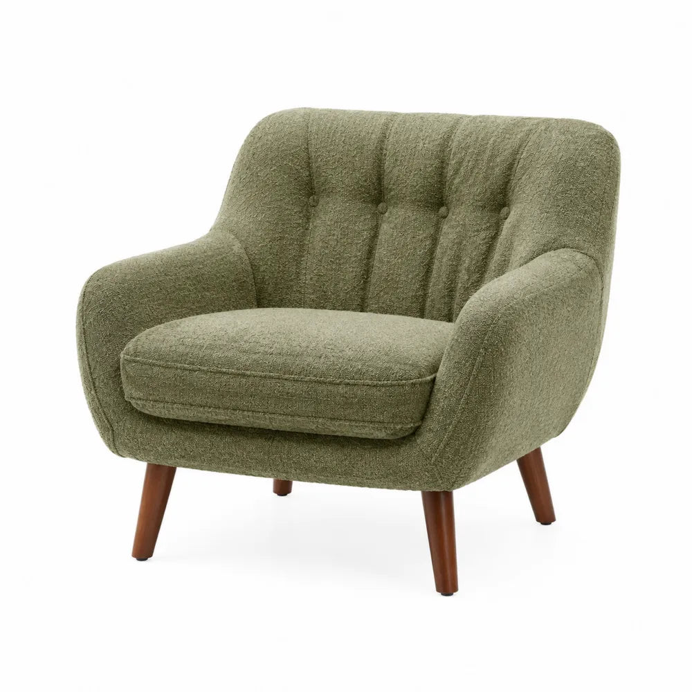 Sillón de Tela Verde Oliva con Patas de Madera