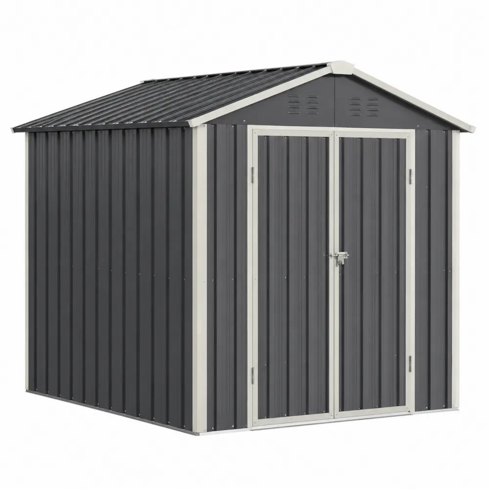 Cobertizo exterior de metal gris 213x130x185 cm
