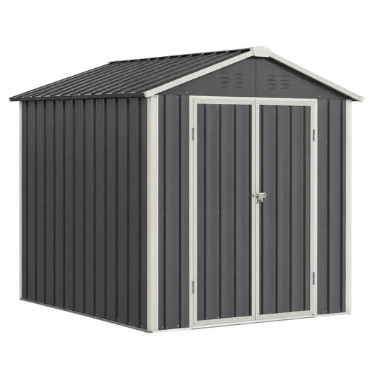 Cobertizo exterior de metal gris 213x130x185 cm