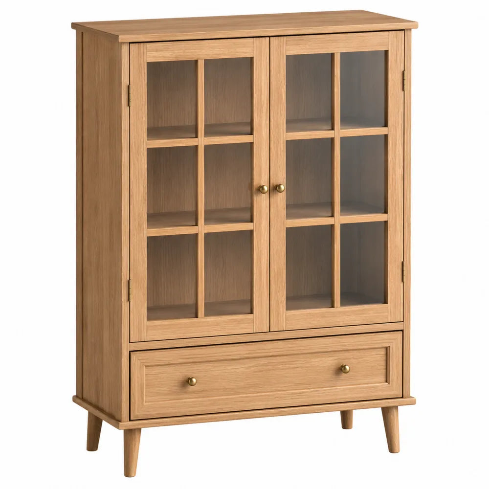Vitrina de Madera con Puertas de Vidrio Templado 120x80x40 cm