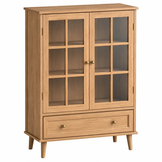Vitrina de Madera con Puertas de Vidrio Templado 120x80x40 cm
