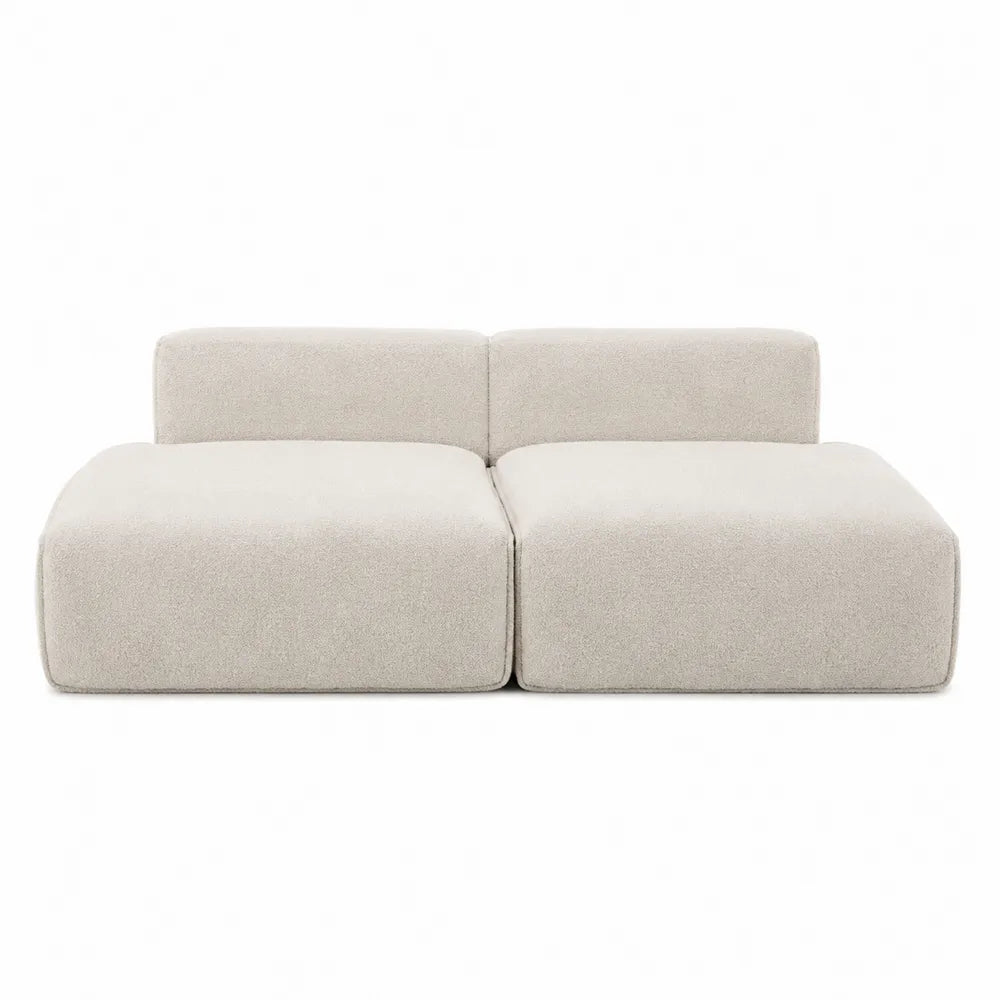 Sofá modular de dos plazas beige con tapizado en poliéster