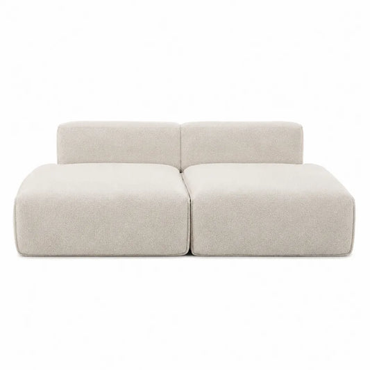 Sofá modular de dos plazas beige con tapizado en poliéster