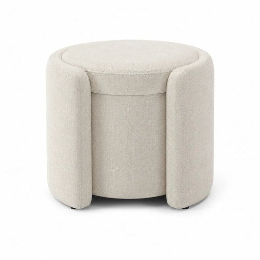 Taburete redondo de poliéster beige