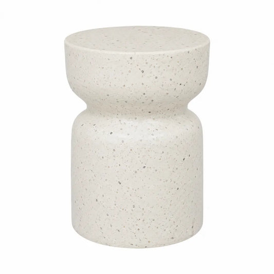 Taburete redondo de resina compuesta beige 40x30 cm