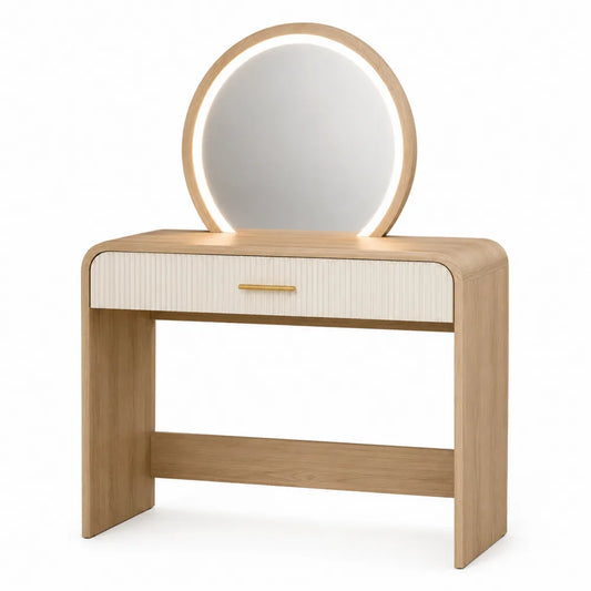 Tocador de madera con espejo LED, 100 x 45 x 140 cm