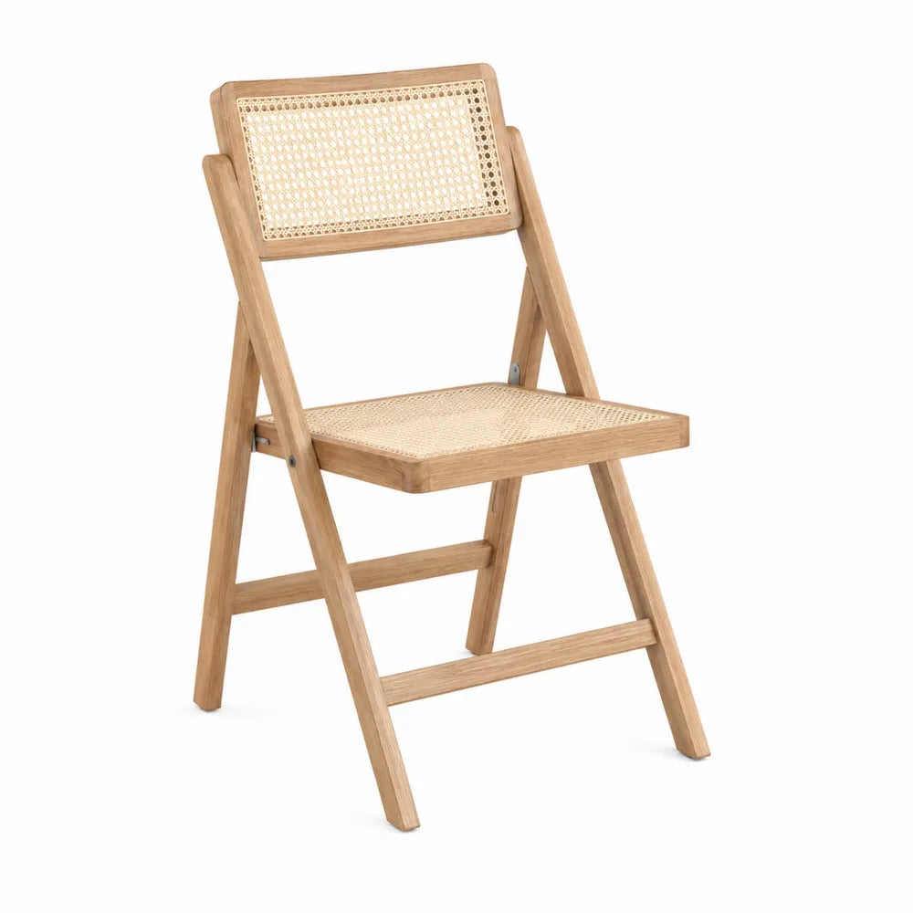 Silla plegable de madera y ratán 45x54x78 cm