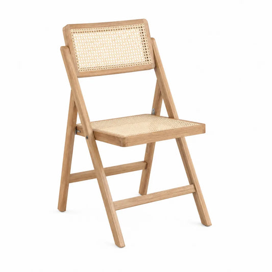 Silla plegable de madera y ratán 45x54x78 cm