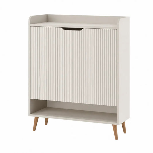 Armario de MDF con Puertas y Patas de Madera