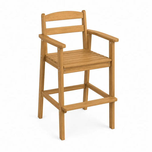 Silla de madera de teca para exteriores con reposabrazos