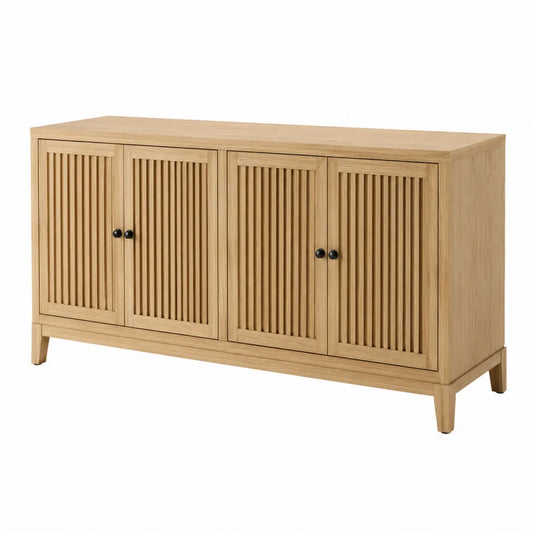 Aparador de madera de roble con 4 puertas y lamas