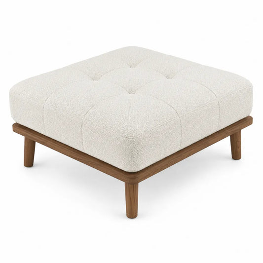 Taburete cuadrado de tela con patas de madera 60x60x40 cm