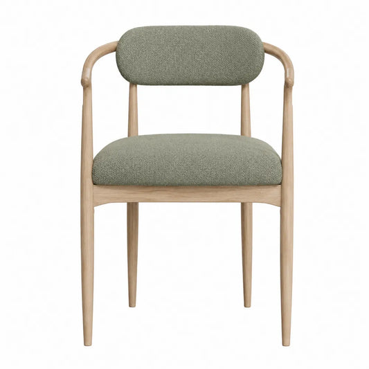 Silla de comedor de madera con tapizado verde