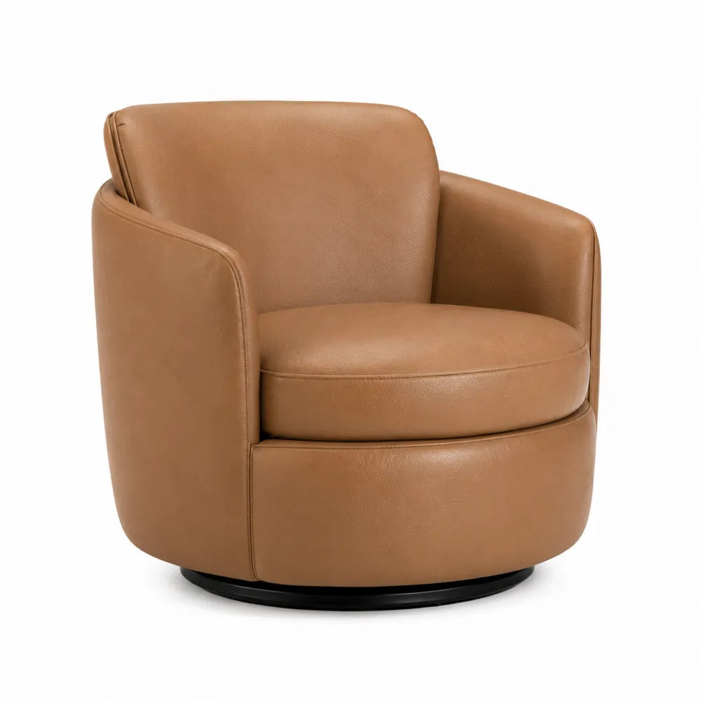 Silla Giratoria de Cuero Sintético Marrón