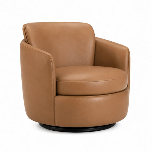 Silla Giratoria de Cuero Sintético Marrón