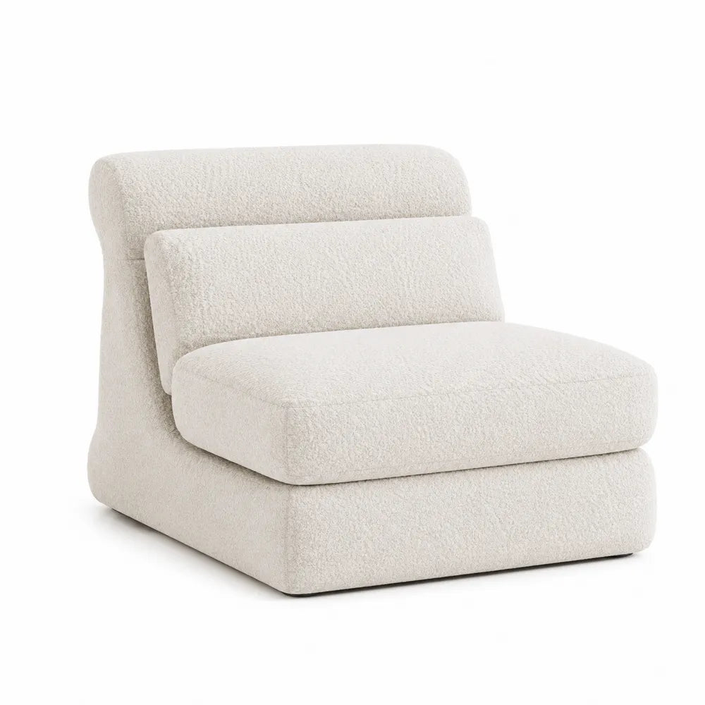 Silla de salón en tejido bouclé beige