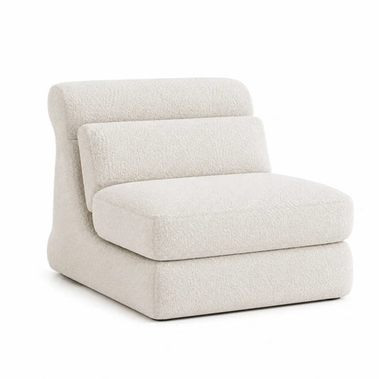 Silla de salón en tejido bouclé beige