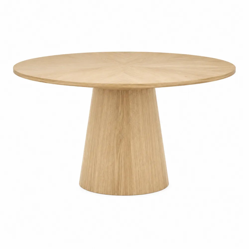 Mesa redonda de madera de roble con base cónica 120 cm